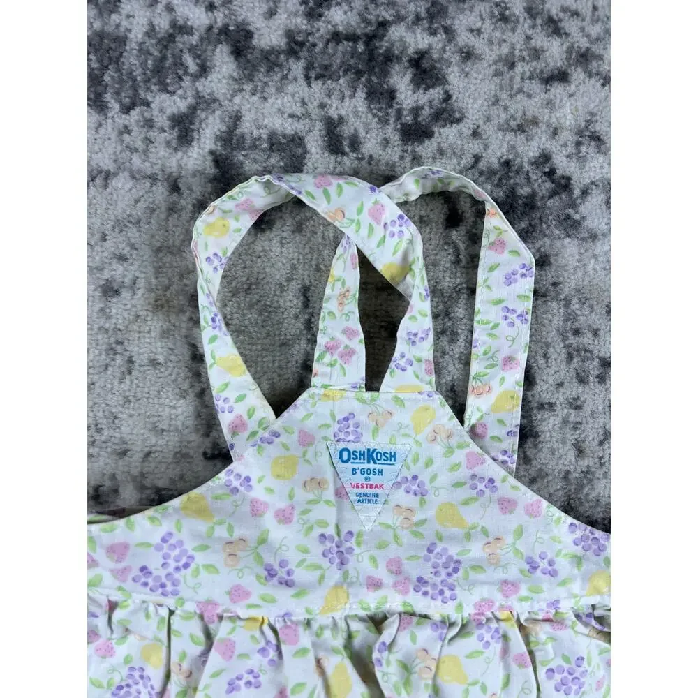 80's Vintage Floral Oshkosh B'gosh Shortalls 100% cotton Size 2T Fruit